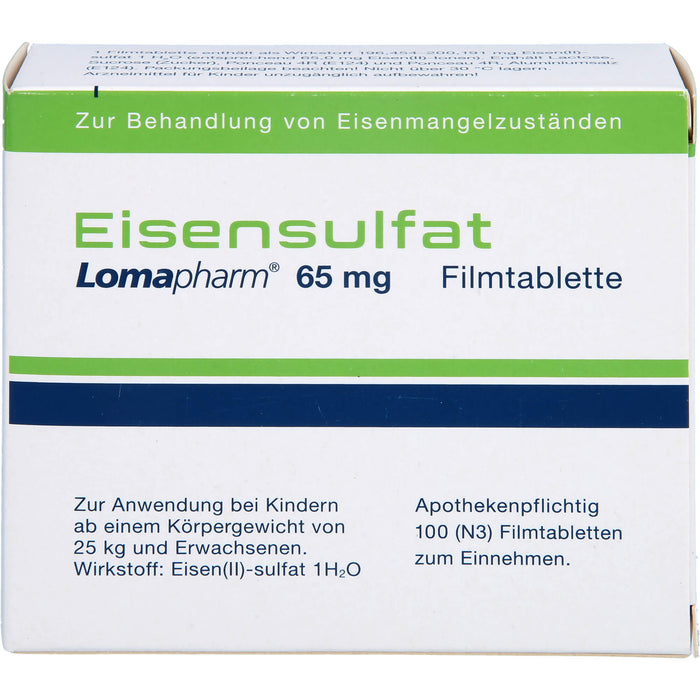 Eisensulfat Lomapharm 65 mg Filmtabletten, 100 pcs. Tablets