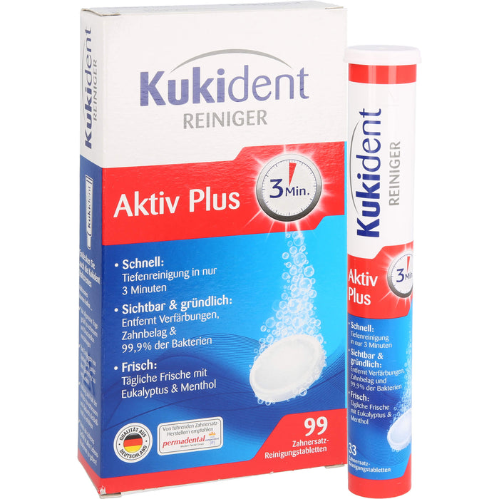 Kukident Aktiv Plus Zahnersatz-Reinigungstabletten, 99 pcs. Tablets