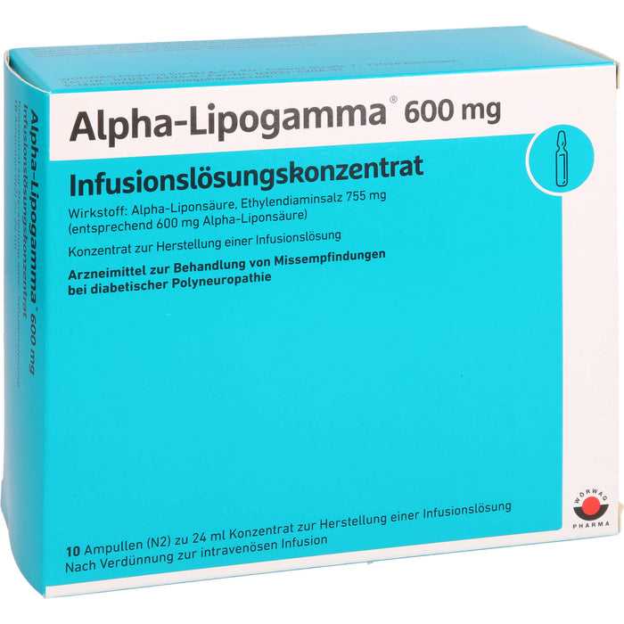 Alpha-Lipogamma 600mg Infusionslösungskonzentrat, 10X24 ml IFK