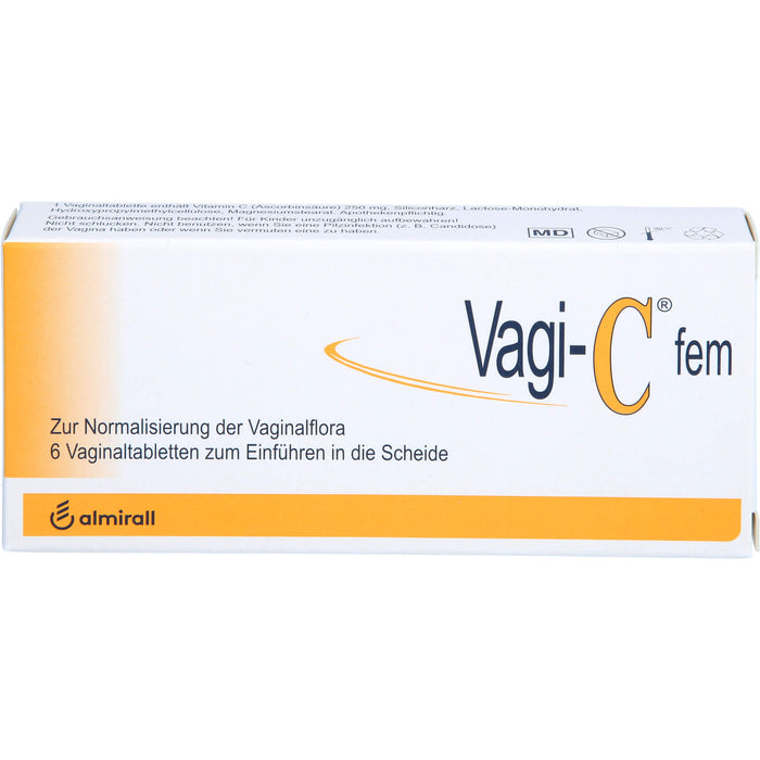 Vagi-C fem Vaginaltabletten zur Normalisierung der Scheidenflora, 6 pc Tablettes