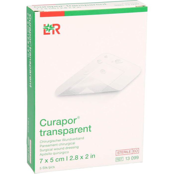 Curapor transparent steril 7 x 5 cm Chirurgischer Wundverband, 5 pc Pansement