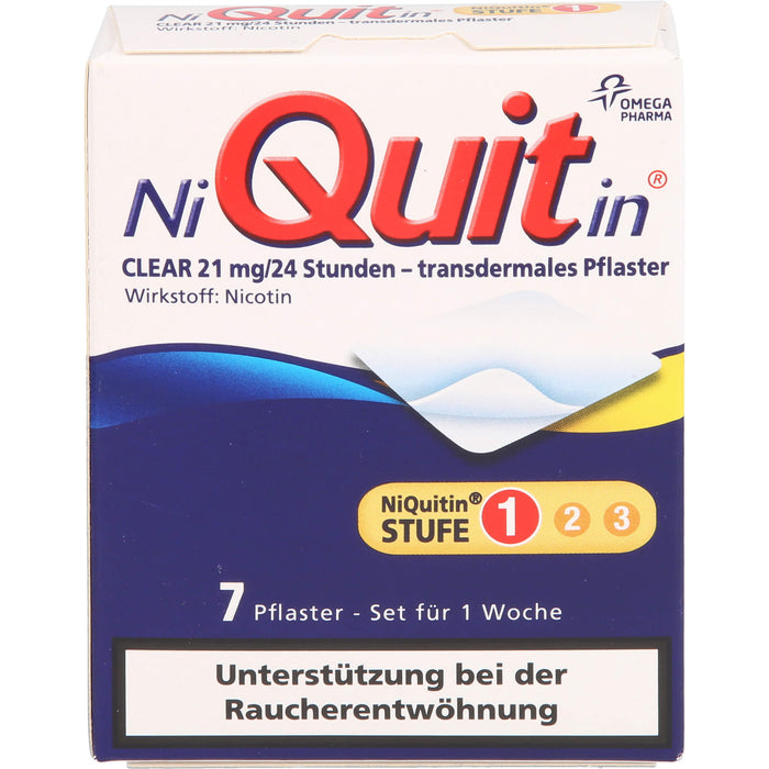 NiQuitin CLEAR 21 mg/24 Stunden - transdermales Pflaster, 7 pc Pansement