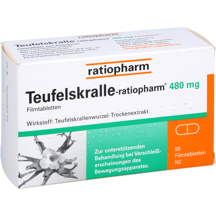 Teufelskralle-ratiopharm 480 mg Filmtabletten, 50 pcs. Tablets