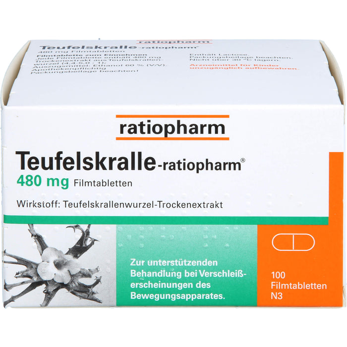 Teufelskralle-ratiopharm Filmtabletten bei Verschleißerscheinungen des Bewegungsapparates, 100 pc Tablettes