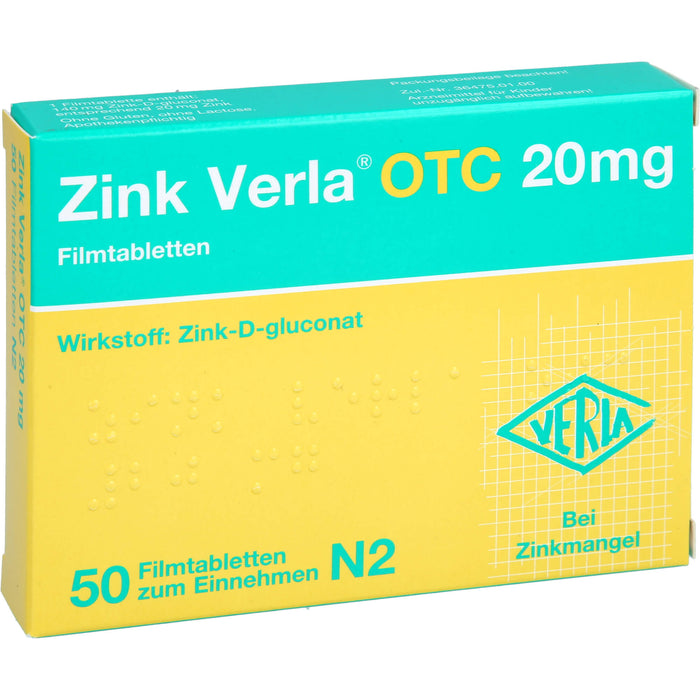 Zink Verla OTC 20mg, Filmtbl., 50 St FTA