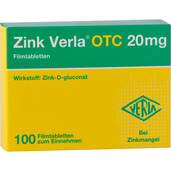 Zink Verla OTC 20 mg Filmtabletten, 100 pcs. Tablets