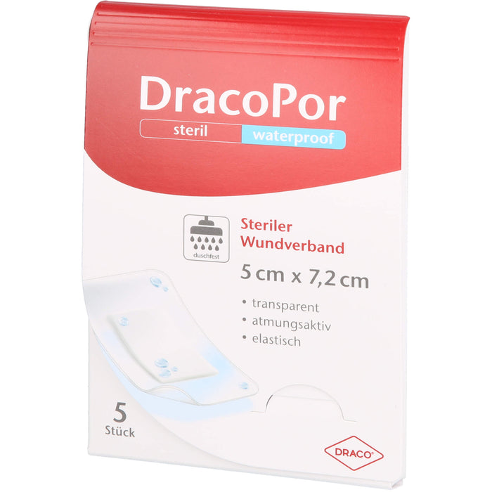 DracoPor waterproof 5 cm x 7,2 cm transparent steriler Wundverband, 5 St. Wundauflagen