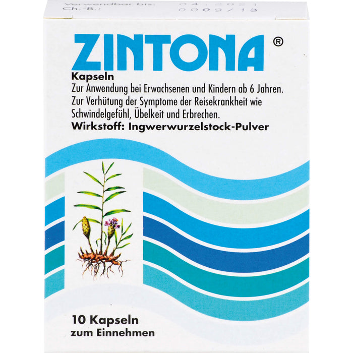 Zintona Kapseln zur Verhütung der Symptome der Reisekrankheit, 10 pc Capsules