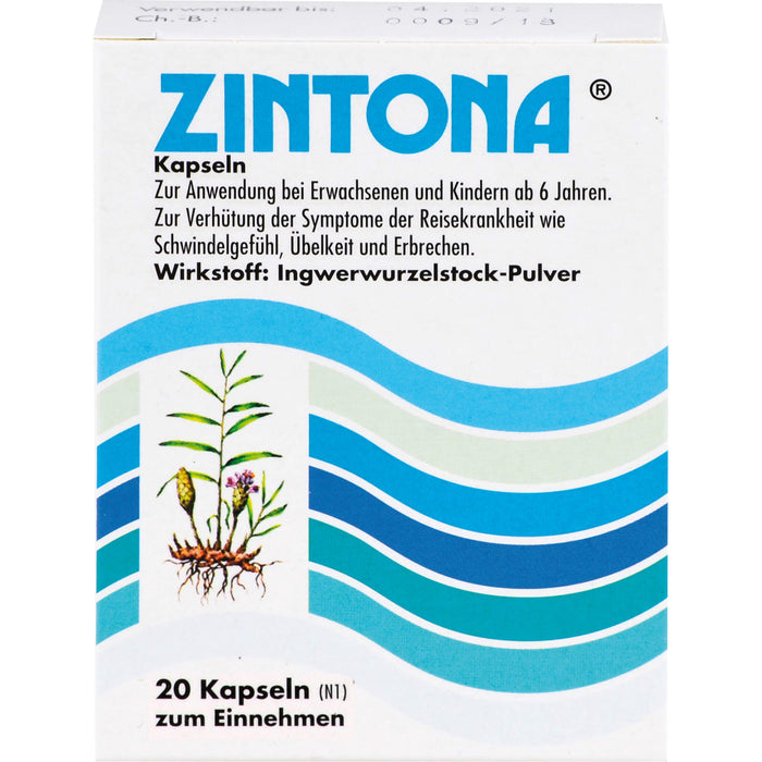 Zintona Kapseln zur Verhütung der Symptome der Reisekrankheit, 20 pc Capsules