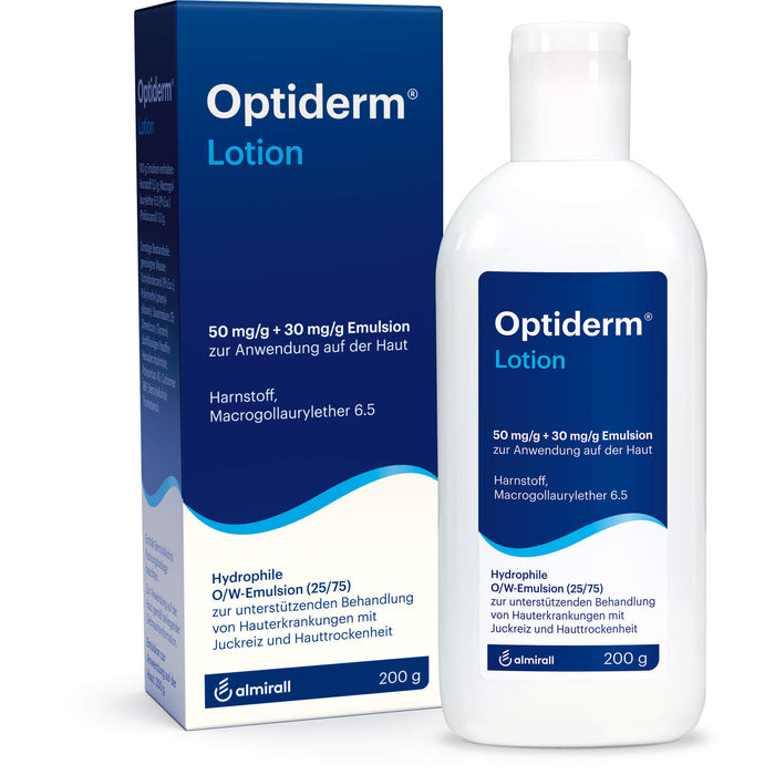 Optiderm Lotion bei Hauterkrankungen mit Juckreiz und Hauttrockenheit, 200 g Solution