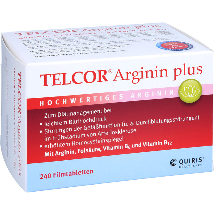 TELCOR Arginin plus Filmtabletten bei leichtem Bluthochdruck und Störungen der Gefäßfunktion, 240 pcs. Tablets