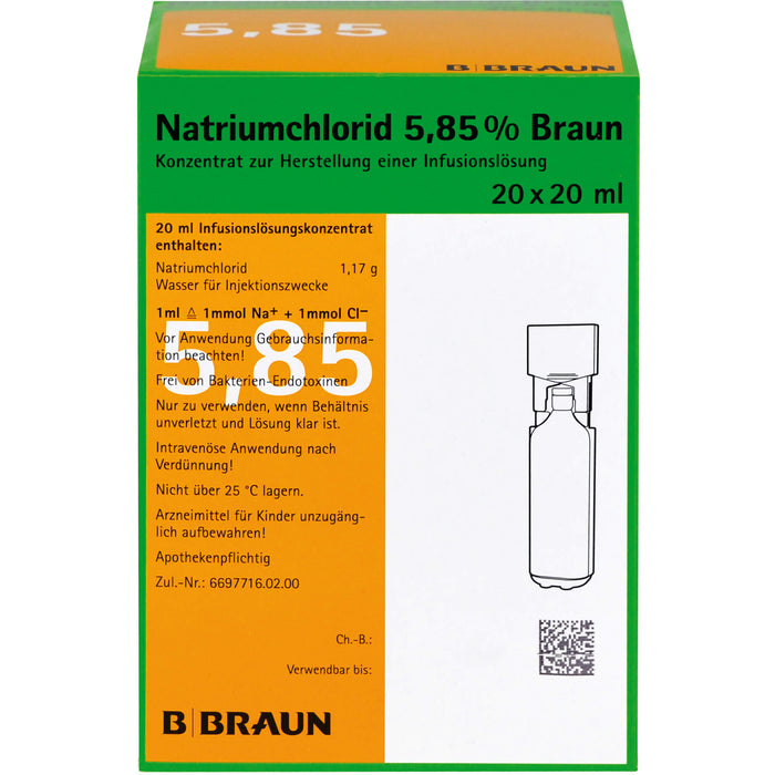 B. BRAUN Natriumchlorid 5,85 % MPC Ampullen, 20 St. Ampullen