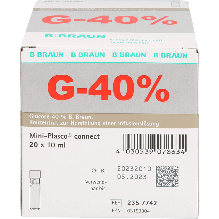 B. BRAUN Glucose 40% Konzentrat zur Herstellung einer Infusionslösung, 200 ml Solution