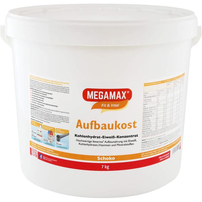 MEGAMAX Fit & Vital Aufbaukost Kohlenhydrat-Eiweiß-Konzentrat Schoko-Geschmack, 70000 g Poudre