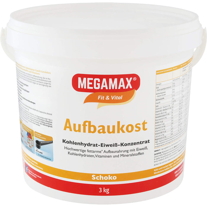 MEGAMAX Fit & Vital Aufbaukost Kohlenhydrat-Eiweiß-Konzentrat Schoko-Geschmack, 3 g Powder