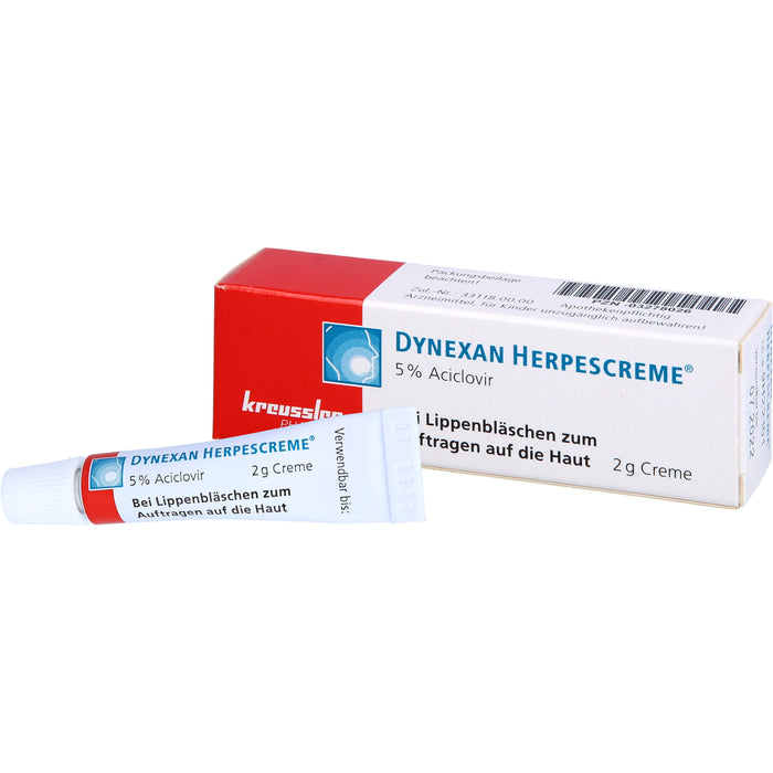 DYNEXAN Herpescreme mit 5 % Aciclovir bei Lippenbläschen, 2 g Creme