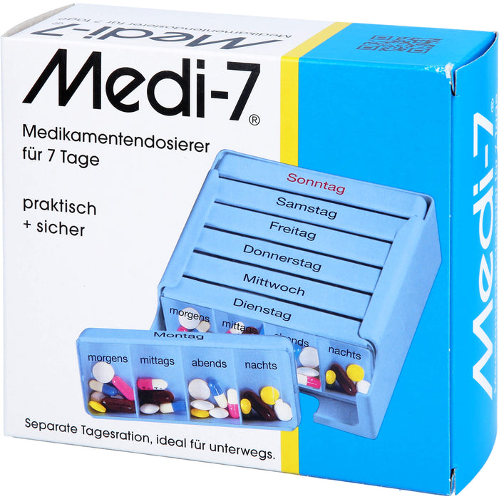 Medi-7 Medikamentendosierer für 7 Tage, blau, 1 pc Boîte