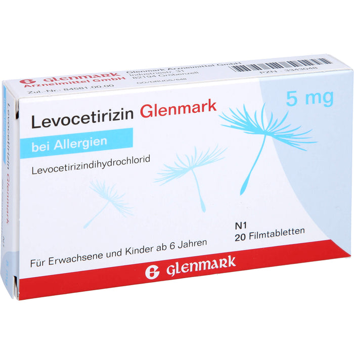 Levocetirizin Glenmark 5 mg Filmtabletten bei Allergien, 20 St. Tabletten