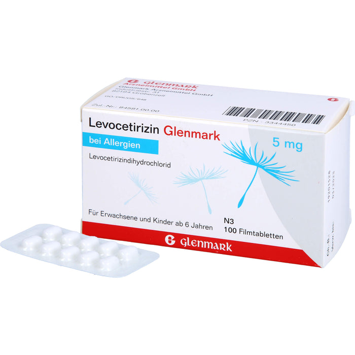 Glenmark Levocetirizin 5 mg Filmtabletten bei Allergien, 100 pcs. Tablets