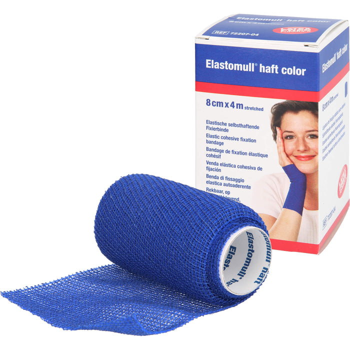 Elastomull haft 4mx8cm color blau, 1 St. Binde