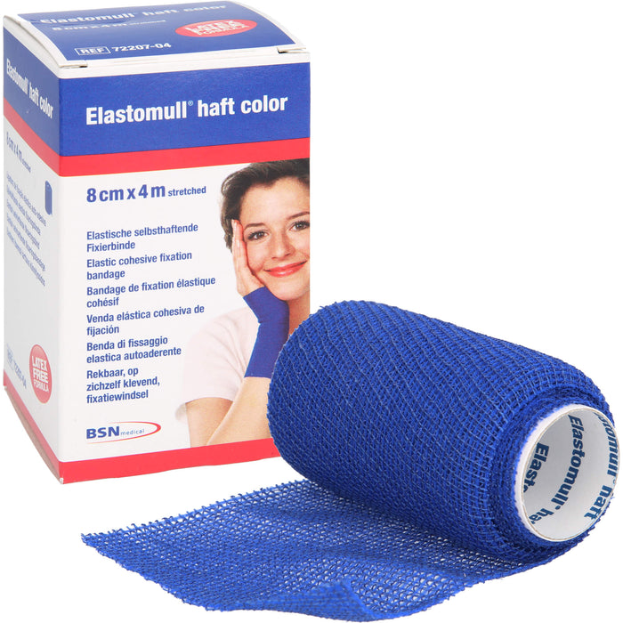 Elastomull haft 4mx8cm color blau, 1 pc Bandage