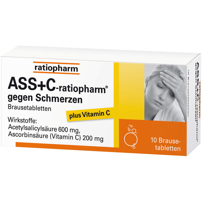 ASS + C-ratiopharm gegen Schmerzen Brausetabletten, 10 pcs. Tablets