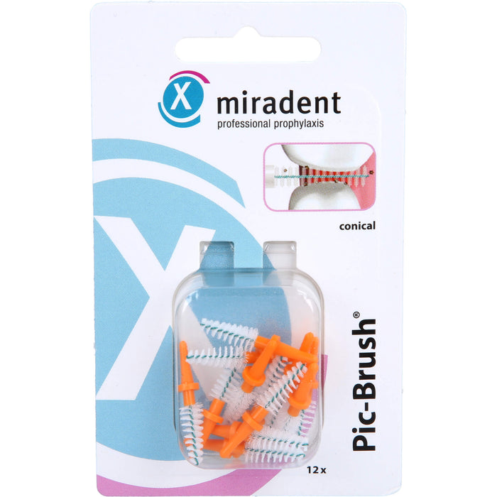 miradent Pic-Brush Ersatz-Interdentalbürsten orange konisch 2,5 - 5,0 mm, 12 pcs. Interdental brushes