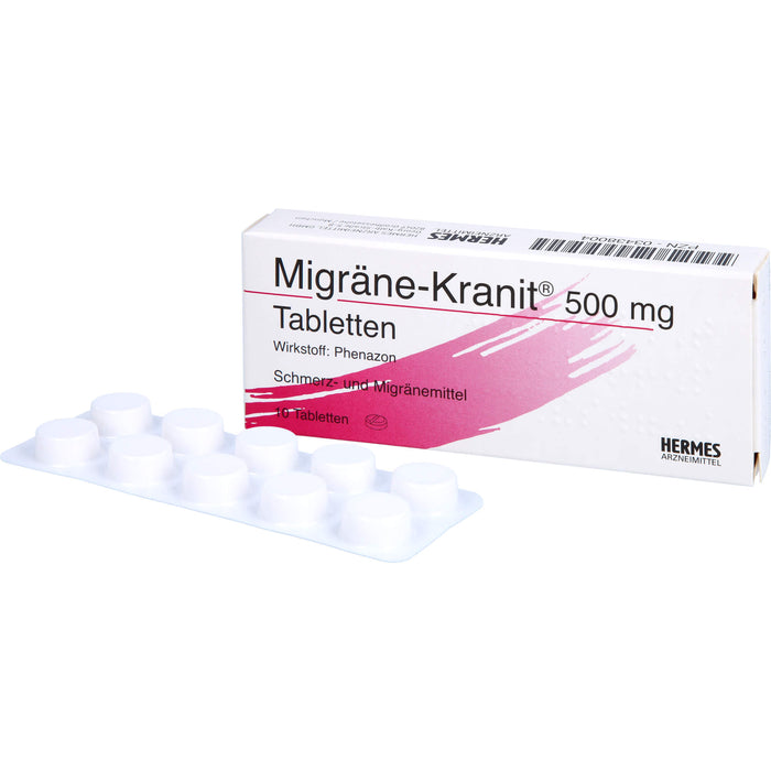 Migräne-Kranit 500 mg Tabletten Schmerz- und Migränemittel, 10 pc Tablettes