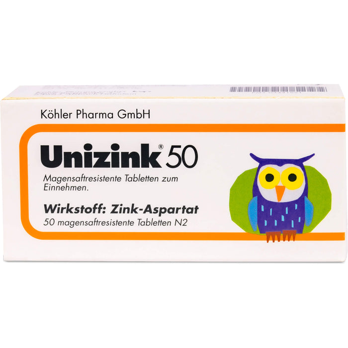 Unizink 50 mg magensaftresistente Tabletten, 50 pcs. Tablets