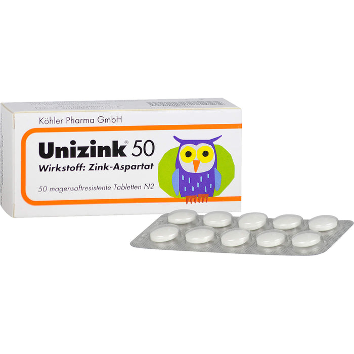 Unizink 50 mg magensaftresistente Tabletten, 50 pcs. Tablets