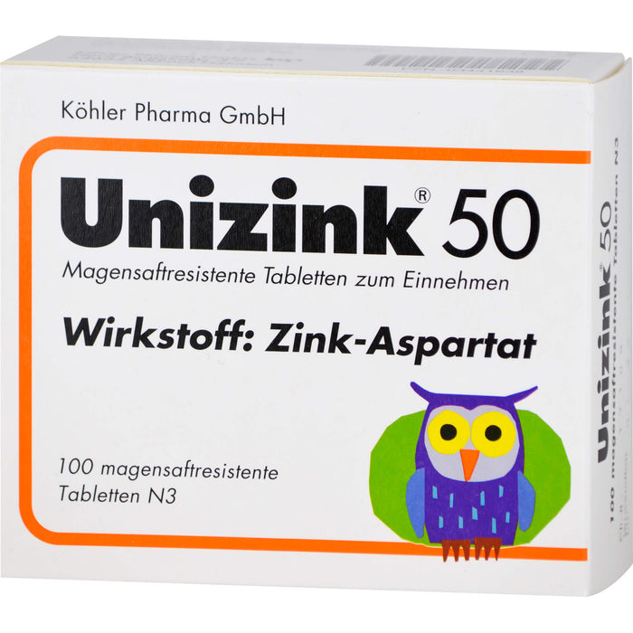 Unizink 50 mg magensaftresistente Tabletten, 100 pc Tablettes