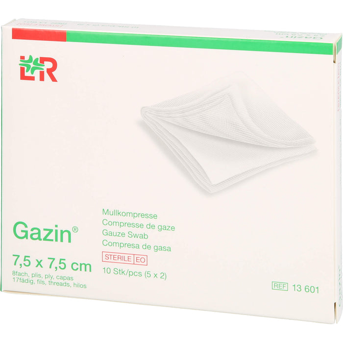 Gazin Kompressen steril 7,5 x 7,5 cm, 10 pc Compresses