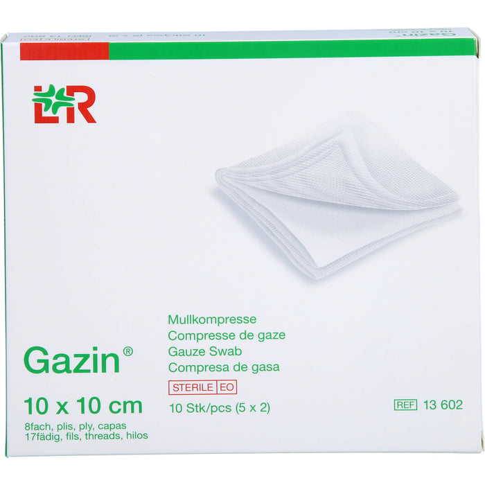 Gazin Kompressen steril 10 x 10 cm, 10 pc Compresses