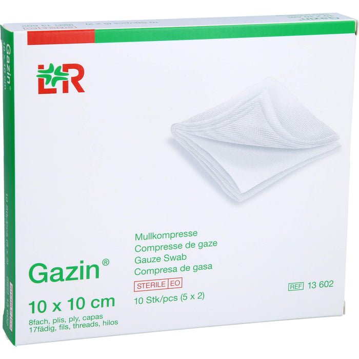 Gazin Kompressen steril 10 x 10 cm, 10 pc Compresses