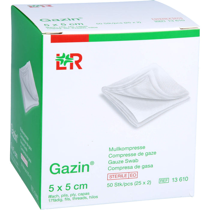 Gazin Kompressen steril 5 x 5 cm, 50 pc Compresses