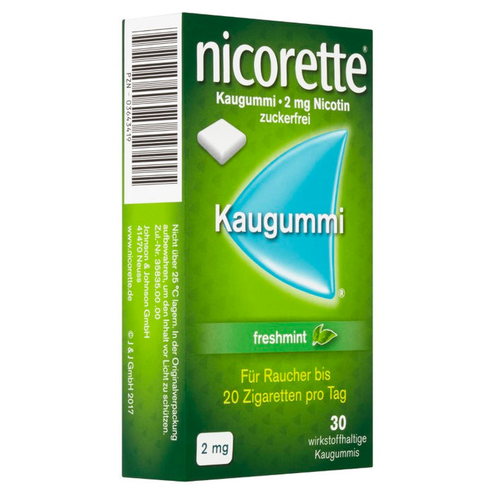 nicorette Kaugummi 2 mg Nicotin zuckerfrei freshmint, 30 pcs. Chewing gum