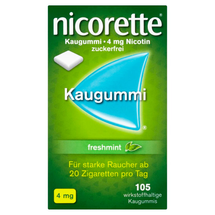 nicorette Kaugummi 4 mg Nicotin zuckerfrei freshmint für starke Raucher, 105 pcs. Chewing gum