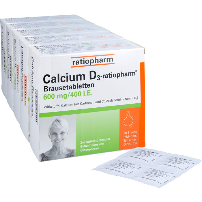 Calcium D3-ratiopharm Brausetabletten bei Osteoporose, 100 St. Tabletten