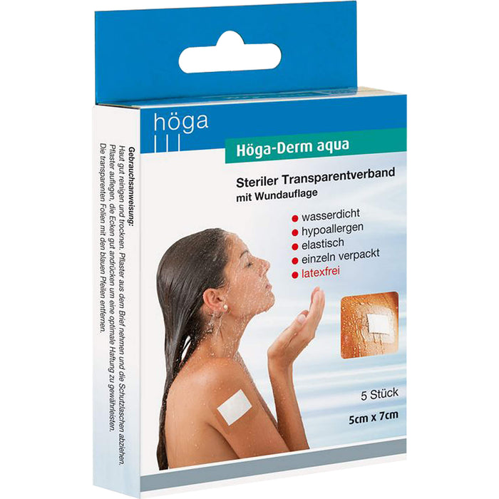 Höga-Derm aqua Steriler Transparentverband mit Wundauflage 5 cm x 7 cm, 5 pcs. Patch