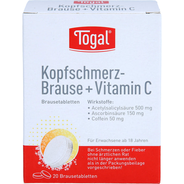 Togal Kopfschmerz-Brause + Vitamin C Brausetabletten, 20 pcs. Tablets