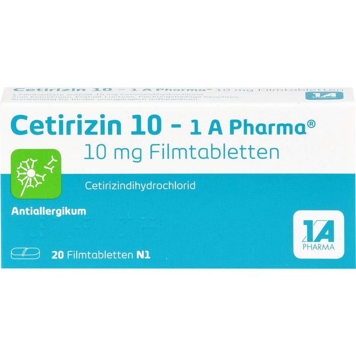 Cetirizin 10 - 1 A Pharma Filmtabletten Antiallergikum, 20 pc Tablettes