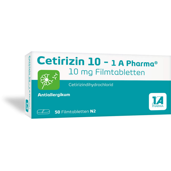 1A Pharma Cetirizin 10 mg Filmtabletten, 50 pcs. Tablets