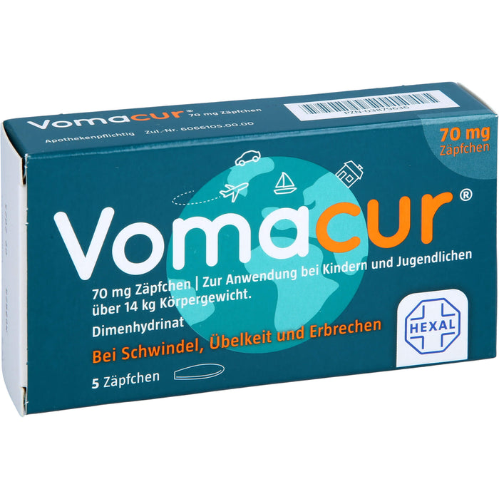 Vomacur 70 mg Zäpfchen, 5 pc Suppositoires