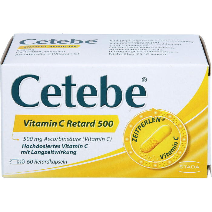 Cetebe Vitamin C Retard 500 Hartkapseln, 60 St. Kapseln