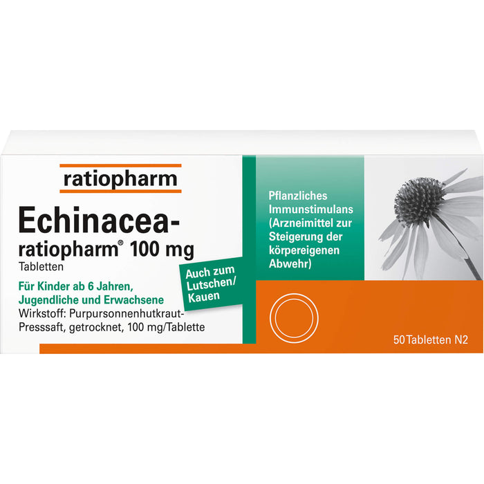 Echinacea-ratiopharm 100 mg Tabletten zur Steigerung der körpereigenen Abwehr, 50 pcs. Tablets