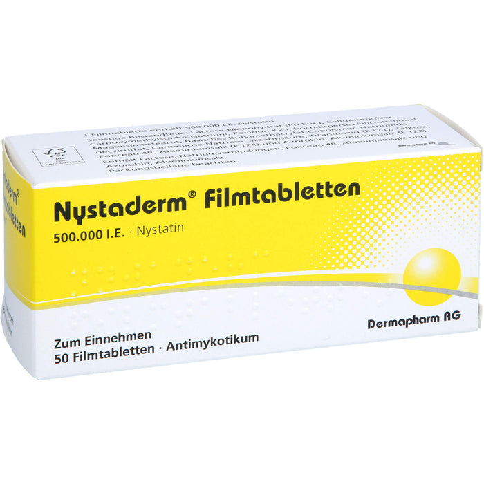 Dermapharm Nystaderm Filmtabletten bei nystatinempfindlicher Hefepilzinfektionen, 50 pcs. Tablets