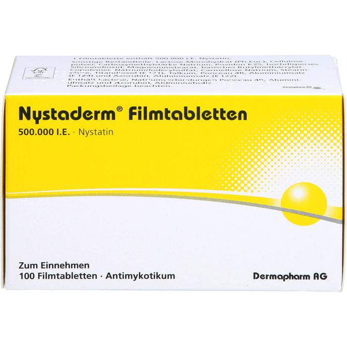 Nystaderm Filmtabletten bei nachgewiesener nystatinempfindlicher Hefepilzinfektionen, 100 St. Tabletten