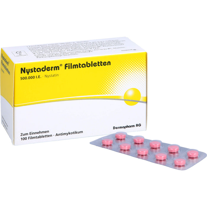 Nystaderm Filmtabletten bei nachgewiesener nystatinempfindlicher Hefepilzinfektionen, 100 pcs. Tablets