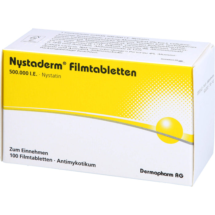 Nystaderm Filmtabletten bei nachgewiesener nystatinempfindlicher Hefepilzinfektionen, 100 pcs. Tablets