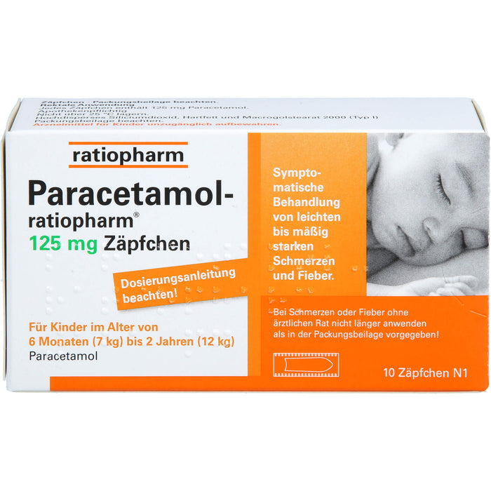 Paracetamol-ratiopharm 125 mg Zäpfchen, 10 pc Suppositoires